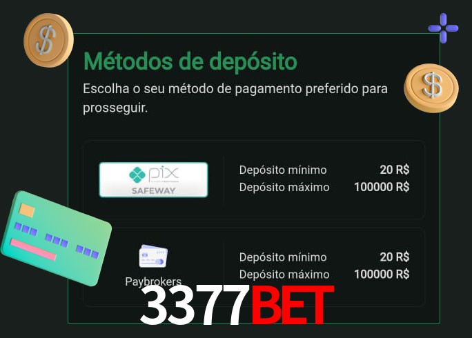 O cassino 3377BET oferece uma grande variedade de métodos de pagamento